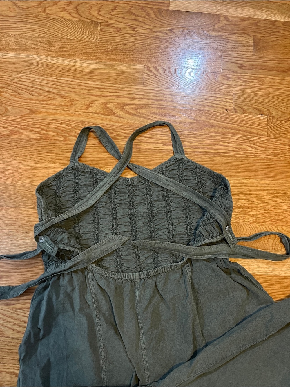 Free People Forever and Always Ruched Cotton Wide-Leg Jumpsuit Size XL NWT - Picture 15 of 16